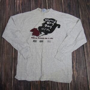 Vintage Ground Hog Day Shirt Mens Large 1997 5K 15K Long Sleeve Made USA 90s